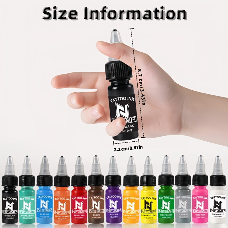 Tattoo Ink NISIMP 7- or 14-Color Gift Box Set with Transparent Bottles and Two Configurations — image 5