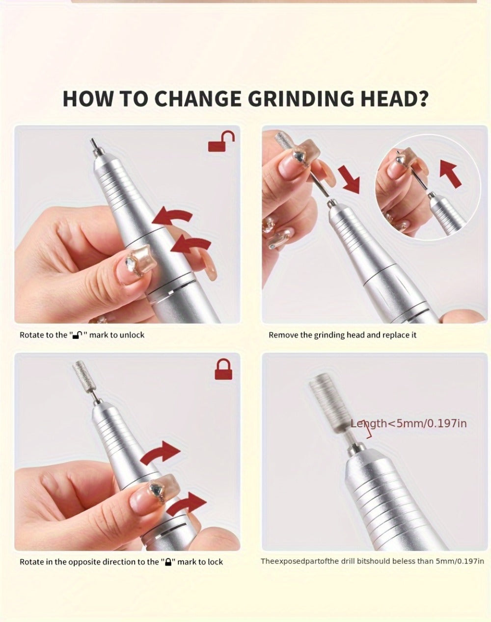 Electric Nail Drill 45000 RPM Rechargeable Kit with LCD Display and White or Golden Color Options — image 13