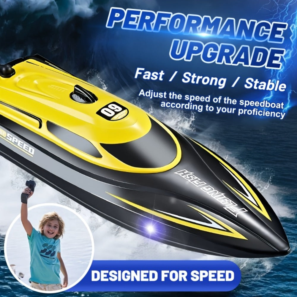 Remote Control Speedboat 25KM/H with Auto Flip Reset Night Light & Low with the Listed Color, Size or Set Options for Everyda