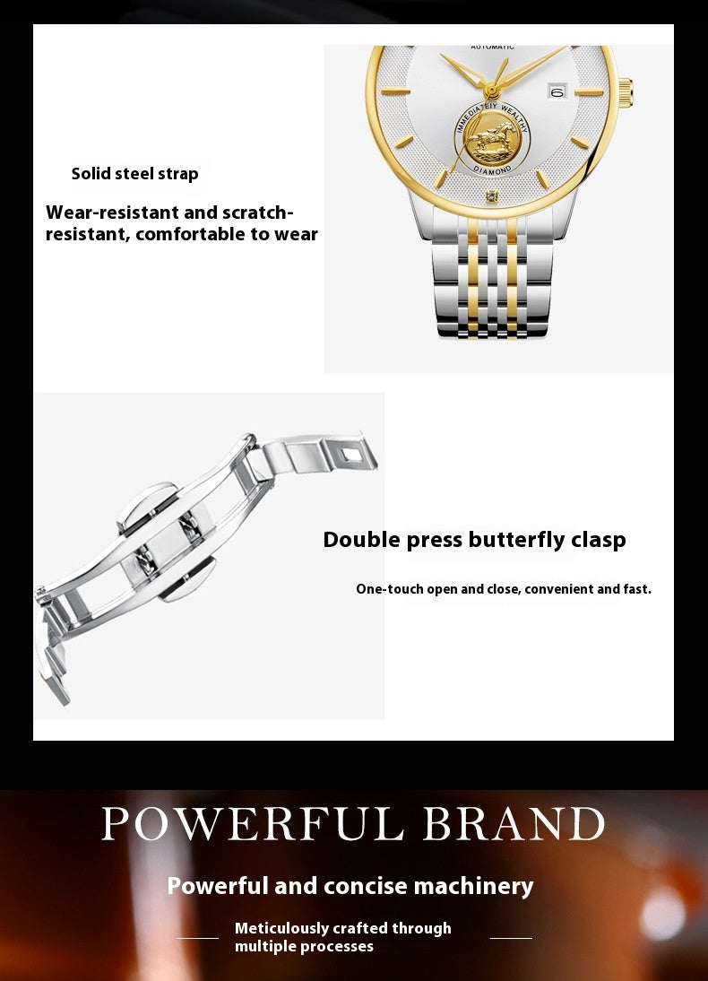 Waterproof Transparent Bottom Business Men's Mechanical Watch