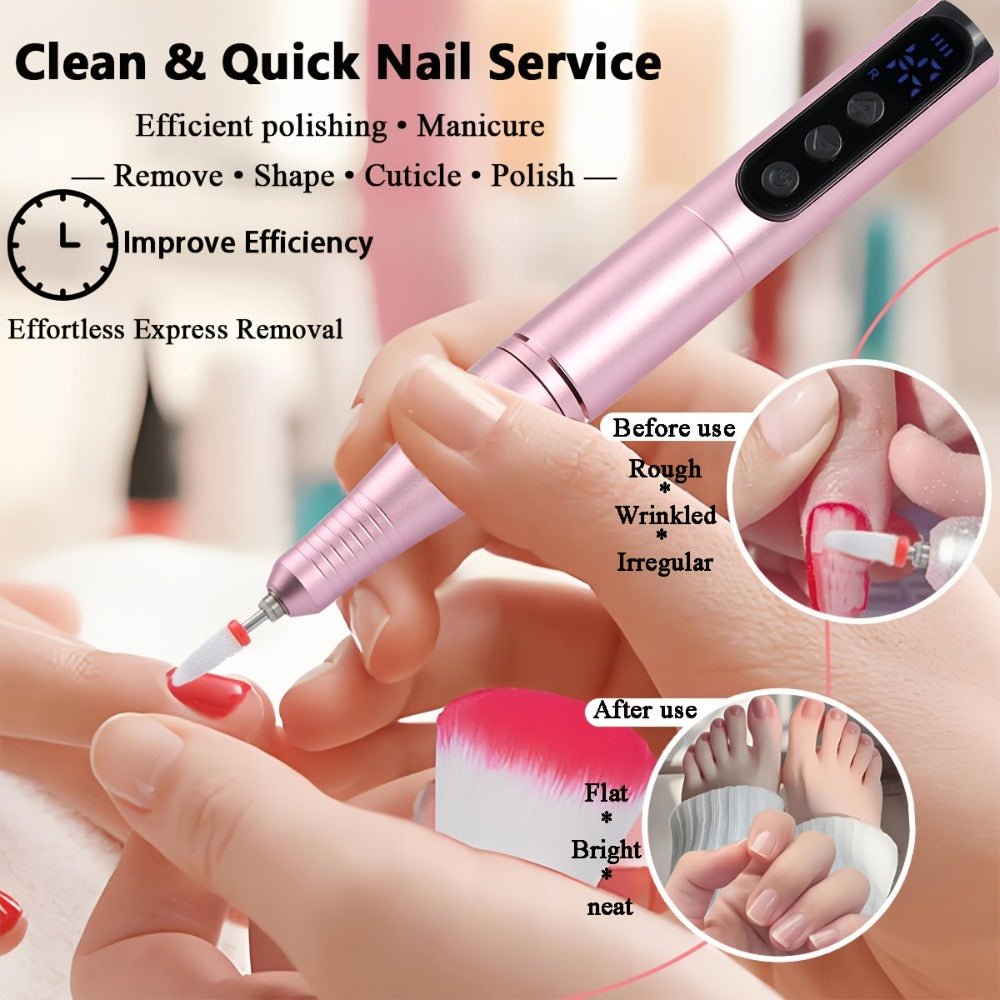 Electric Nail Drill 35000 RPM USB Rechargeable Pen with Digital Display and Three Color Options — image 8