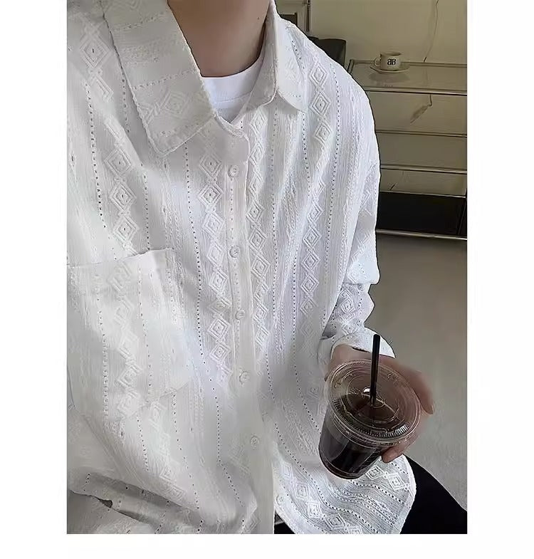 Mens HollowedOut Jacquard Shirt
