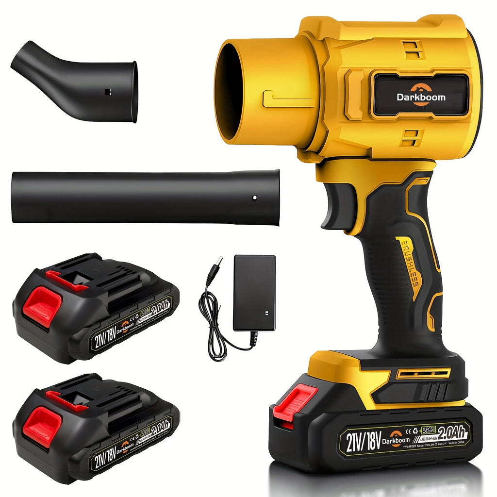 Cordless Handheld Leaf Blower and Air Duster Kit in Yellow or Blue with Two Batteries, Charger and Two Nozzles — image 14