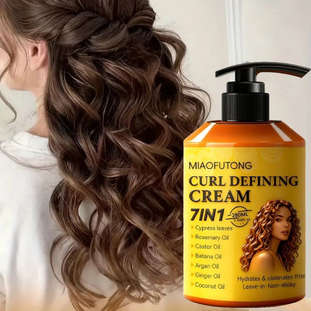 7-in-1 Curl Defining Cream by MIAOFUTONG in 280ml Pump Bottle with Seven Front-Label Botanical Ingredients — image 10
