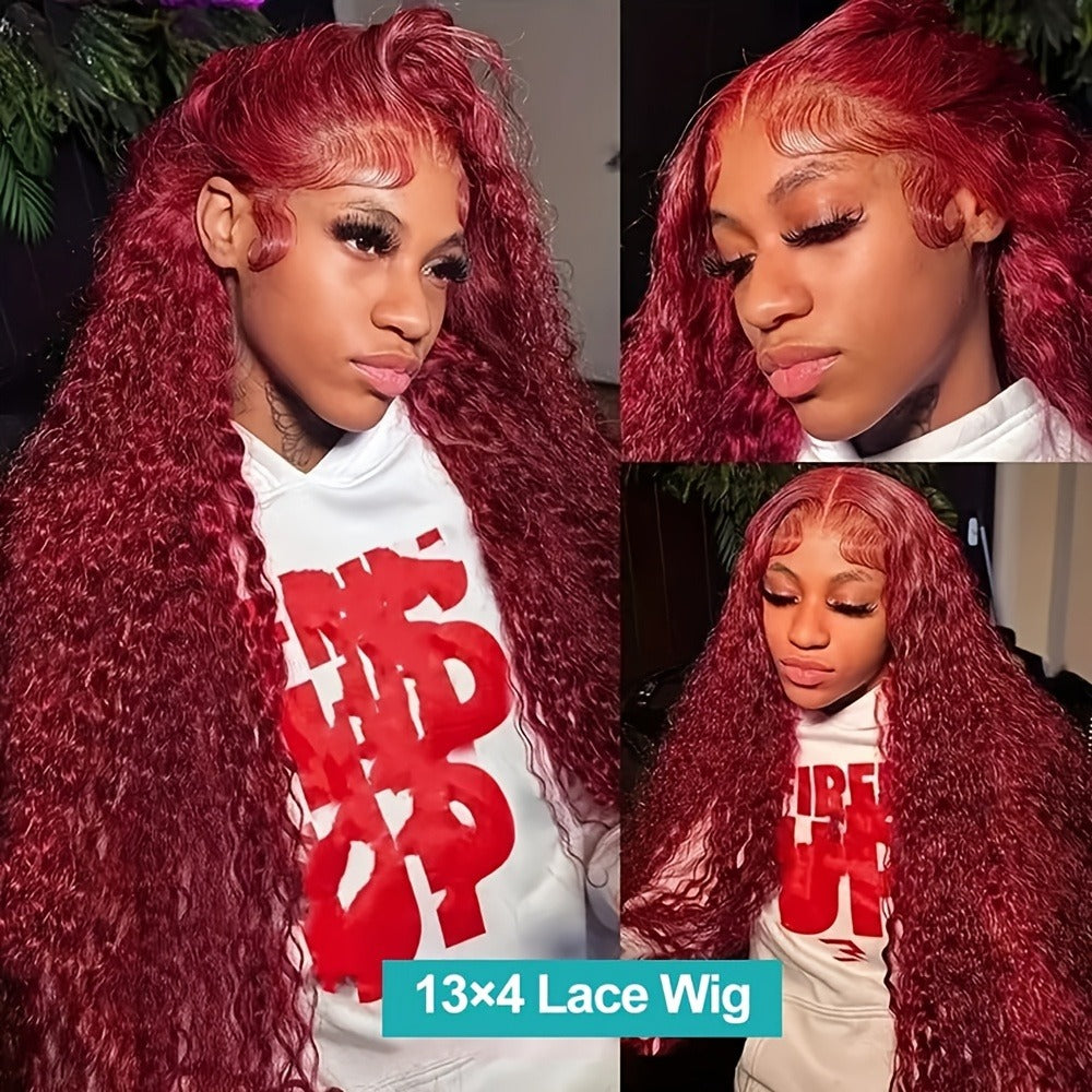 Lace Front Wig 24in Deep Curly Style with 13x4 Lace, 180% Density and Ginger Orange Color Choice — image 5