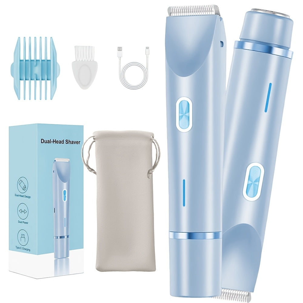 Slim Two-Ended Electric Body Trimmer with Comb Attachments in Blue, Pink or Purple Options — image 1