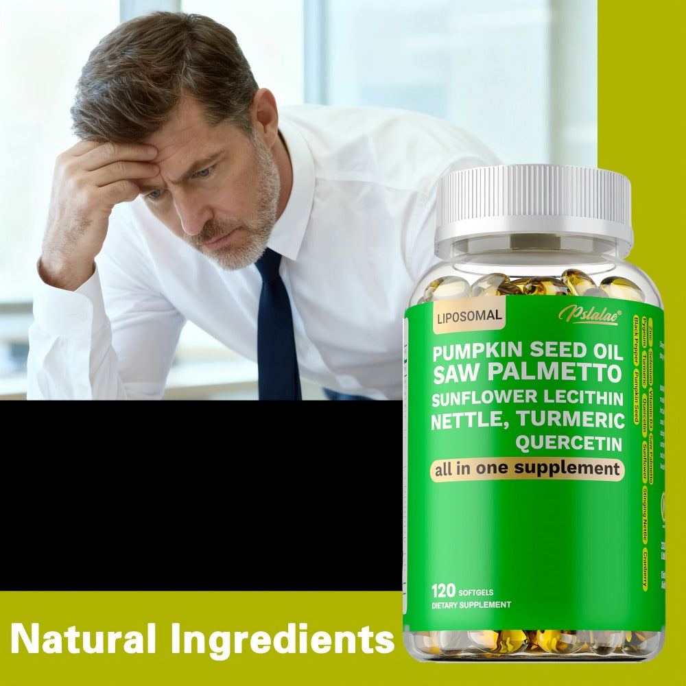 Saw Palmetto Capsules with Pumpkin Seed Oil, Pygeum & Quercetin, Urinary, Bladder, Hair & Heart Health Support for Women & Me