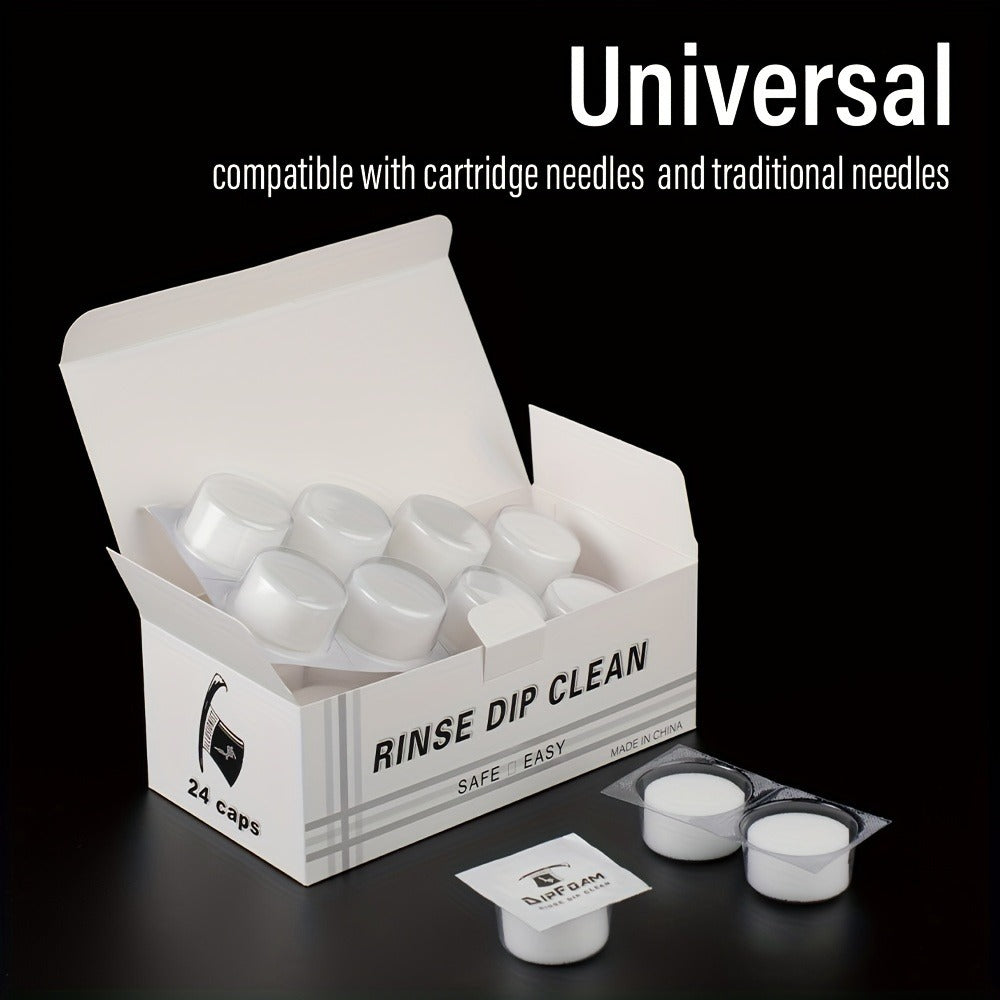Tattoo Needle Dip Clean Cups 24pcs Foam Liner, Odorless Non-Electric Safe Cleaning for Cartridge & Traditional Needles — imag