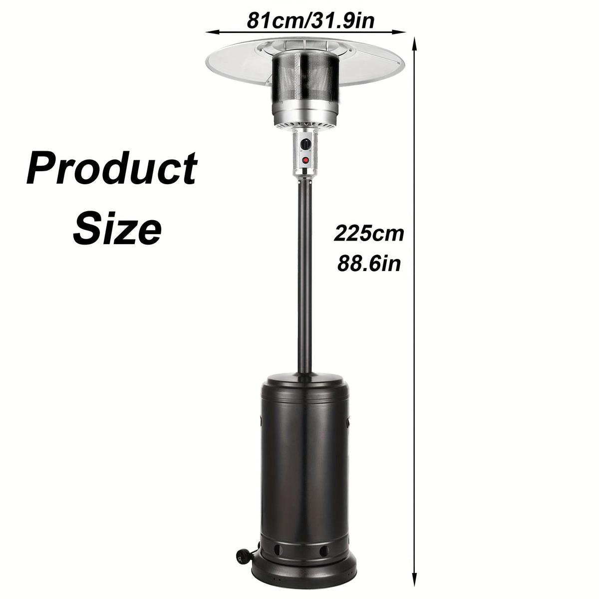 Patio Heater, Propane Outdoor Standing Stainless Steel Garden Party for Garden, Patio and Yard Use — image 4