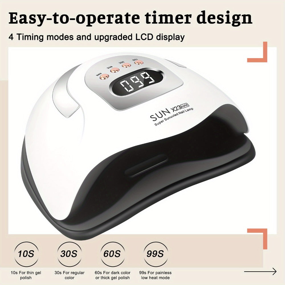 White Arch LED Nail Lamp with 380W and 81-Bead Labels, LCD Display and Four Timer Settings — image 6