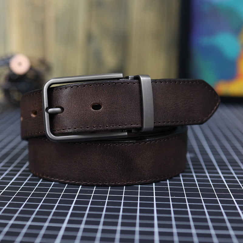 Men's Vintage Genuine Leather Belt With Pin Buckle