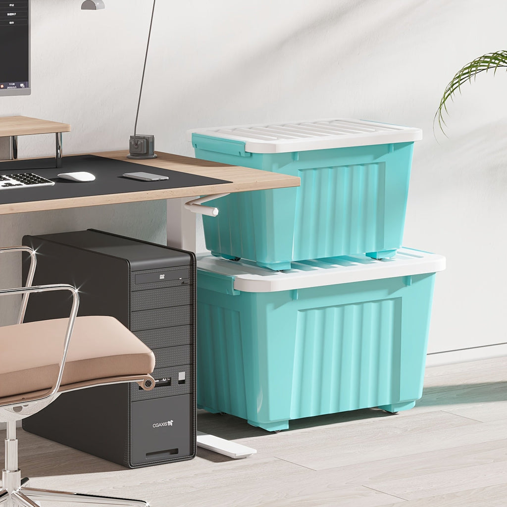 Stackable 72- and 97-Quart Storage Bin Sets with Lids, Wheels, Three Colors and 4- or 6-Pack Options — image 6