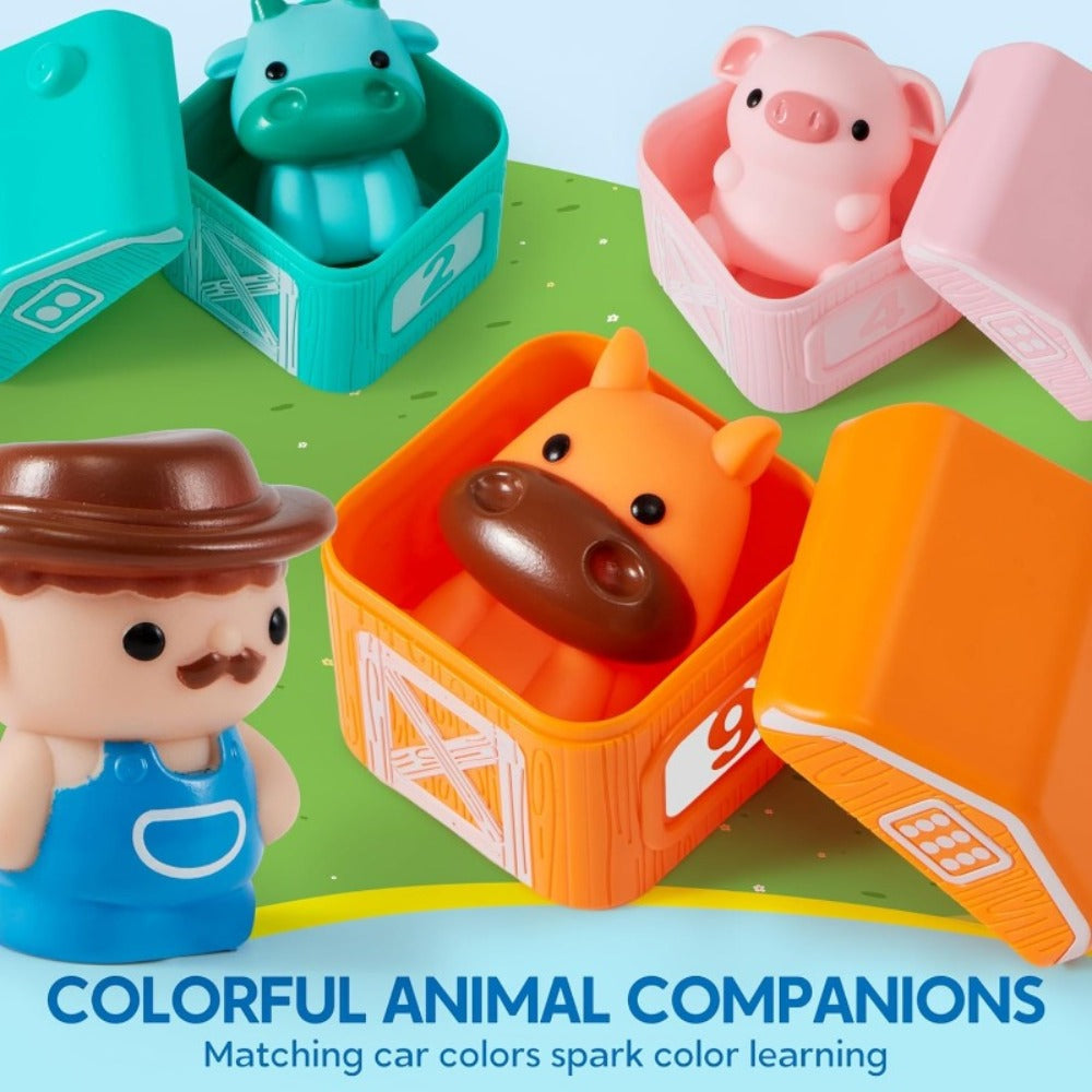 Farm Number Train Learning Toy for Toddlers with 9 Farm Animals & Farmer with the Listed Color, Size or Set Options for Every