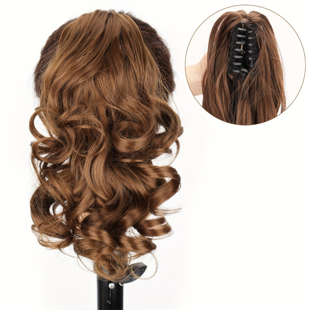 Hair Extensions Curly 8-Inch Synthetic Ponytail with Claw Clip and Eight Dark, Brown and Blonde Colors — image 12
