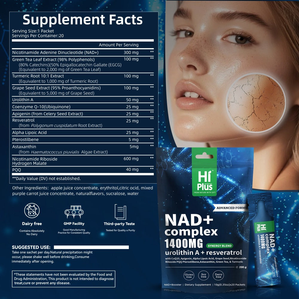 NAD+ 1400mg Liposomal Sachets with Nicotinamide Riboside, PQQ & Trans-Resveratrol, Cellular Energy — image 8