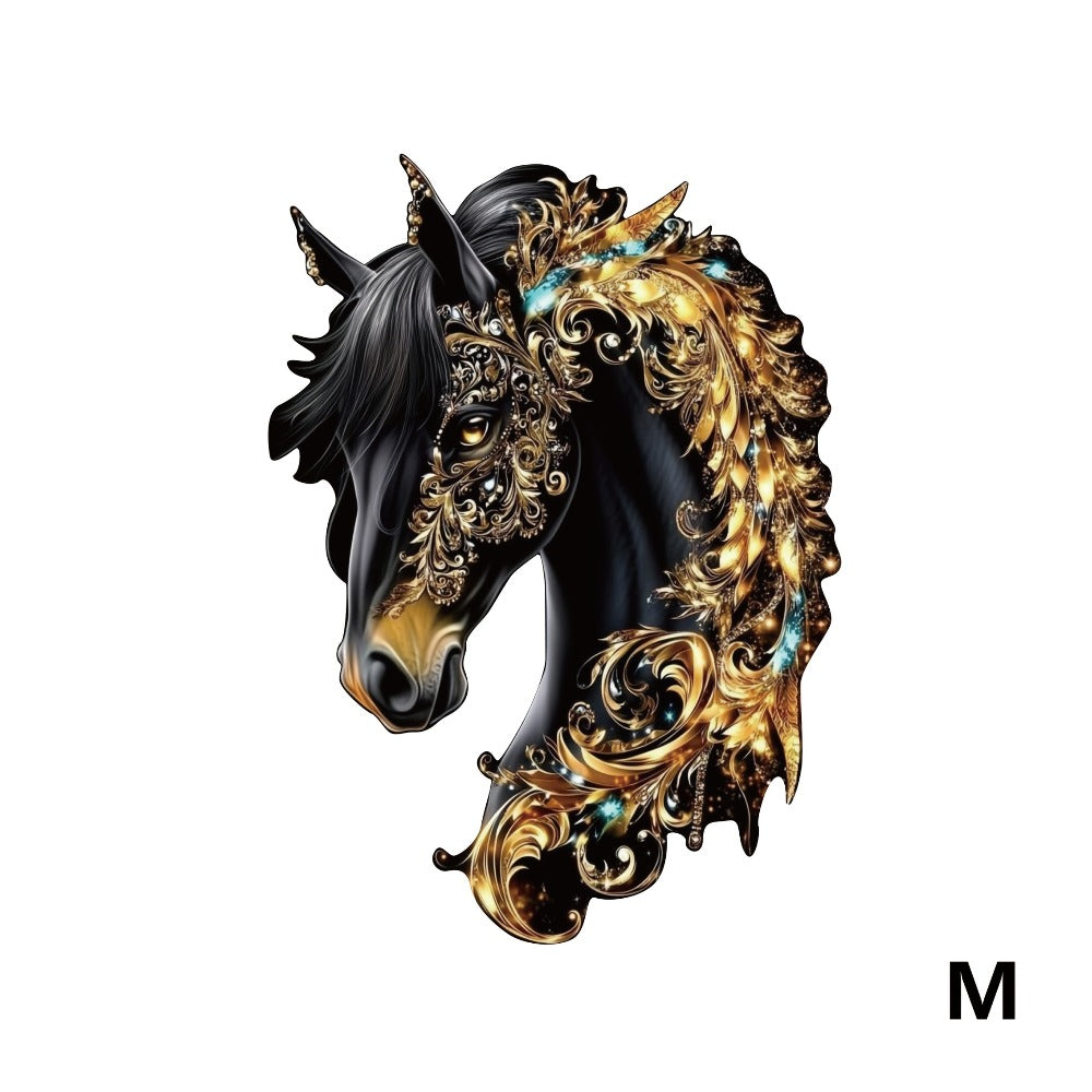Ornate Horse Silhouette Wooden Jigsaw Puzzle with Gold-Tone Scrollwork in Three Size Options for Display — image 6