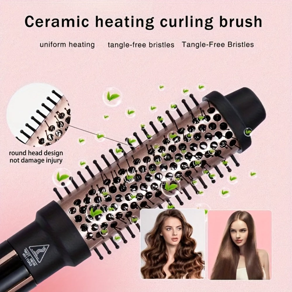 Ceramic Curling Iron Set 5-in-1 with Interchangeable Barrels & Heat Brush, Professional Hair Curler Wand Styling Kit for Wave