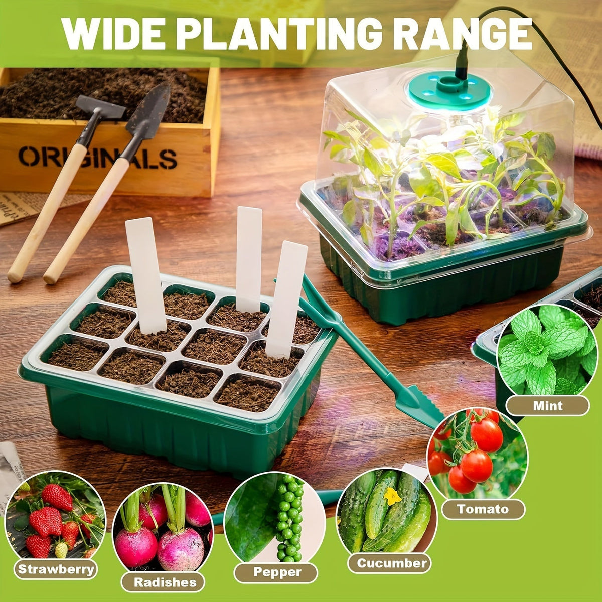 Seed Starter Kit with Grow Light LED, Indoor Mini Greenhouse Germination for Garden, Patio and Yard Use — image 6