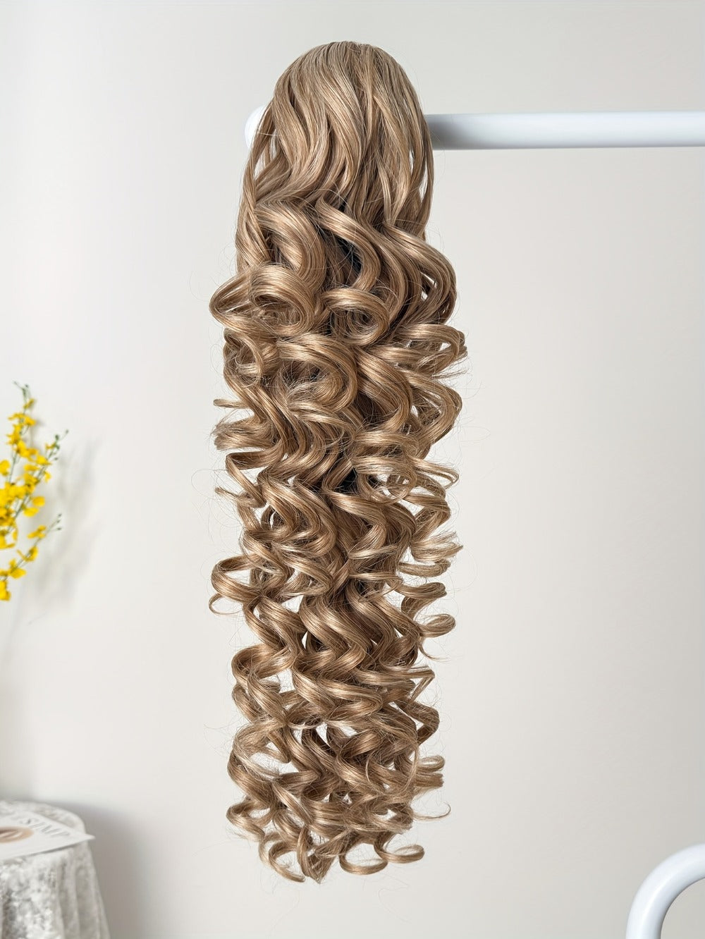 Curly Ponytail Extension 28 Inch Long Heat Resistant Synthetic Clip In Wrap Around Hairpiece Voluminous Bouncy Curls 4 Styles