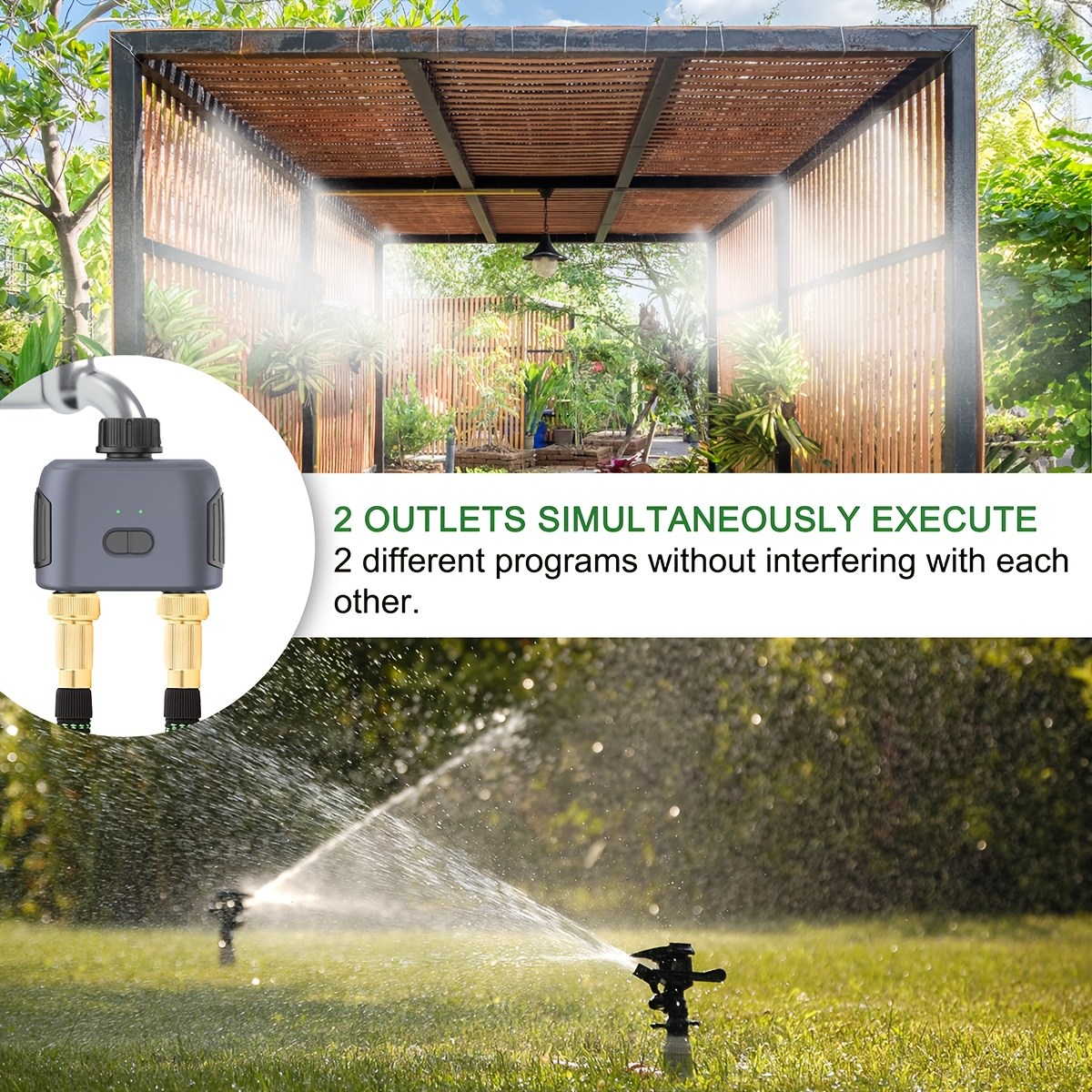 WiFi Sprinkler Timer Smart 2-Zone Irrigation System with App & Alexa Voice Control, for Garden, Lawn and Yard Watering — imag