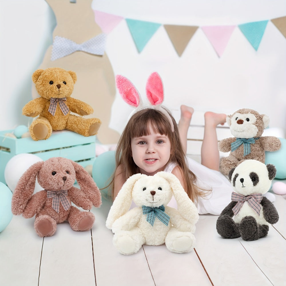 Stuffed Animal Five-Piece Bear, Monkey, Panda and Rabbit Set in 12.5-Inch Assorted Designs — image 5