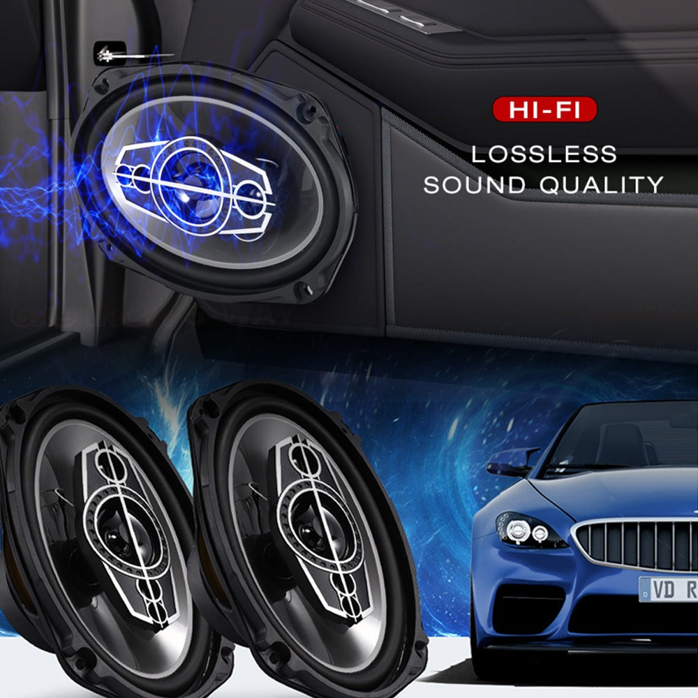 Pair of 6 x 9 Inch Five-Way Coaxial Car Speakers Labeled 1000W Peak, 120W RMS and 4 Ohms with Grilles — image 9
