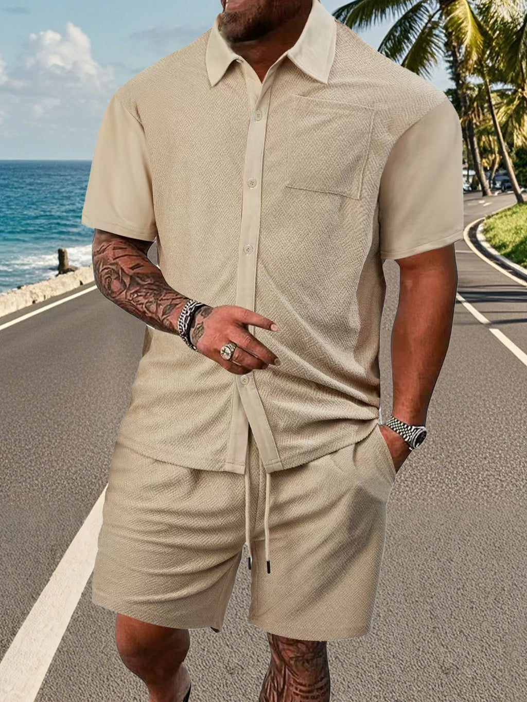 Men's Loose Short Sleeve Lapel Sport Casual