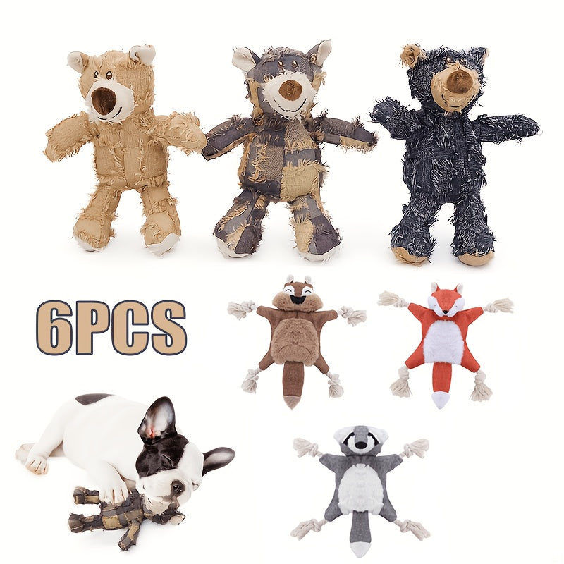 Dog Toy Plush Rope Animal-Print Squeaker Set with Random 6, 8 or 10-Piece Options and No Batteries — image 19