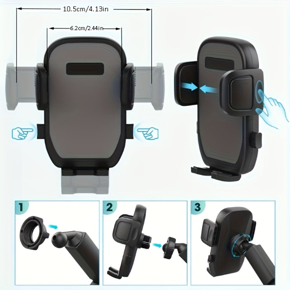 2-in-1 Car Phone Holder & Cup Holder Extender – Swivel Rotating Mount with Shock-Absorbing Trim, Universal for Cars, SUVs & T