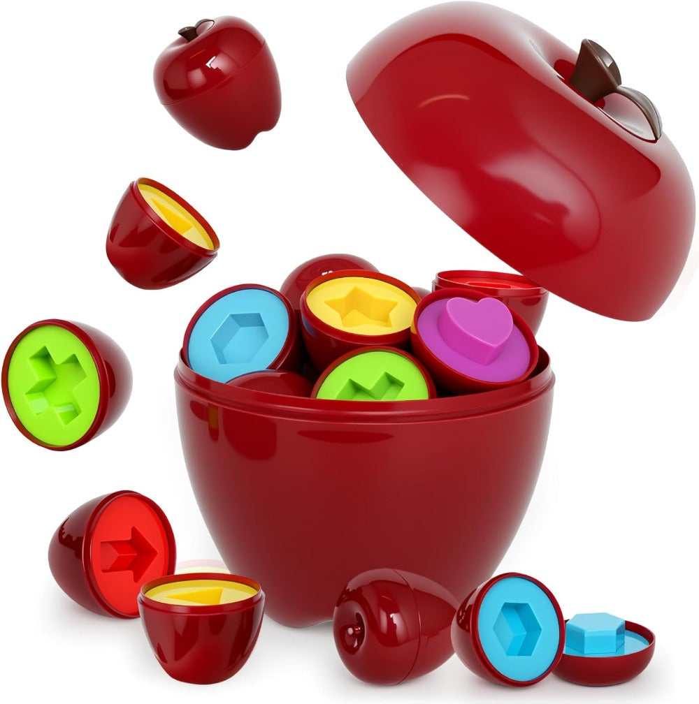 Apple Shape Sorter Toy for Toddlers Ages 10M-3 Years, Geometric Color Sorting Matching Game — image 10