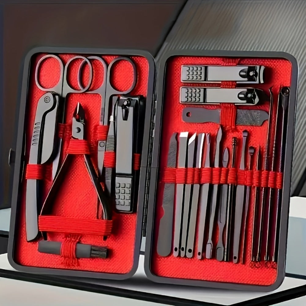 Manicure & Pedicure Kit 25 Piece Stainless Steel Nail Clipper Set – Professional Sharp Blade Complete Home Nail Care Tools fo