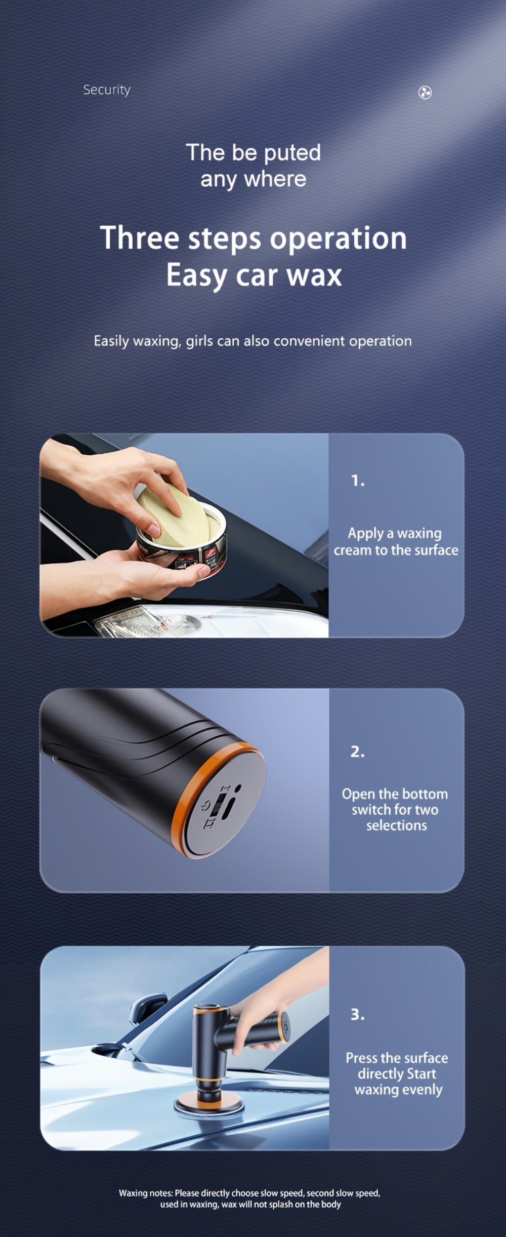 Car Polisher with 100W Cordless Rotary Body, Type-C Charging Port and Rechargeable Battery for Wax Application — image 16