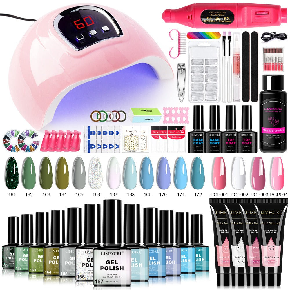 Gel Nail Polish Kit with UV Lamp & Electric Nail Drill – 12 Colors Gel Polish Set, Poly Extension Gel, Top & — image 9
