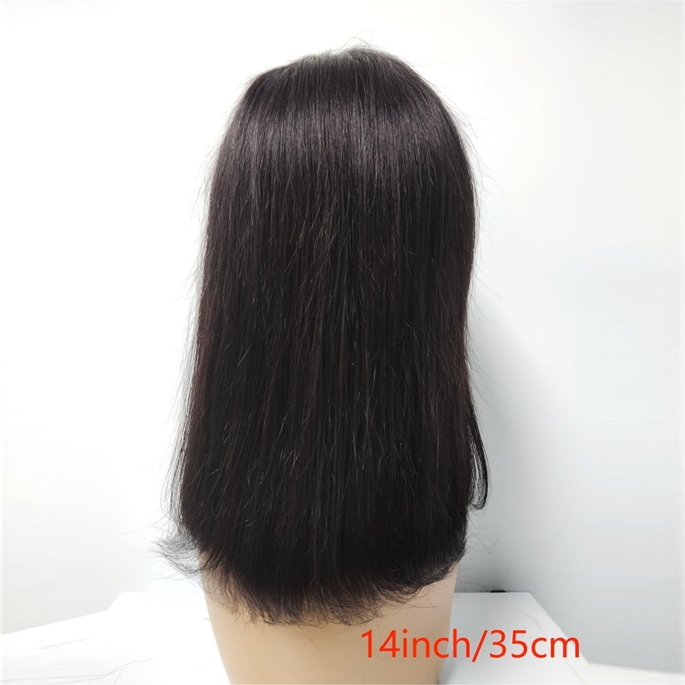 Lace Front Bob Wig Human Hair T Part 13x4 Pre-Plucked 180% Density Straight Side Part Natural, for Home, Travel and Salon Hai