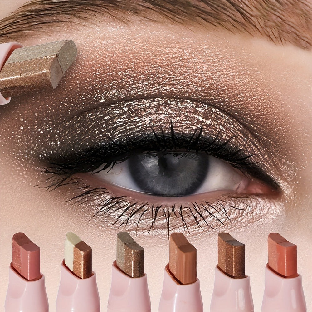 Dual-Color Eyeshadow Stick Set 6pcs Waterproof Two-Tone Eye Shadow Pencil, Smudge-Proof, Non-Fading — image 2