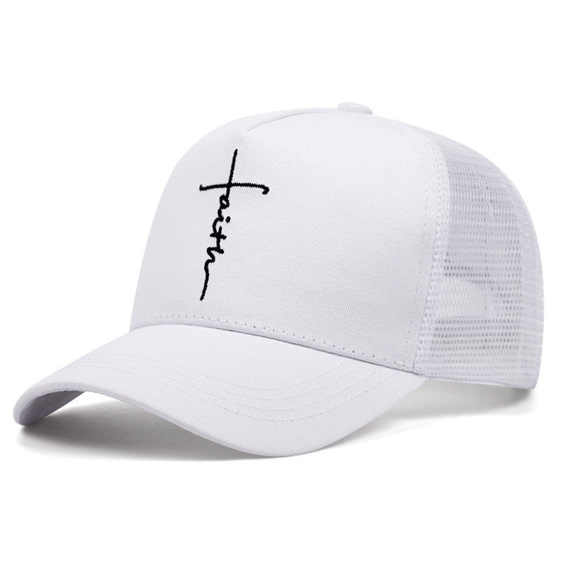 Cross English Embroidery Breathable Baseball Cap
