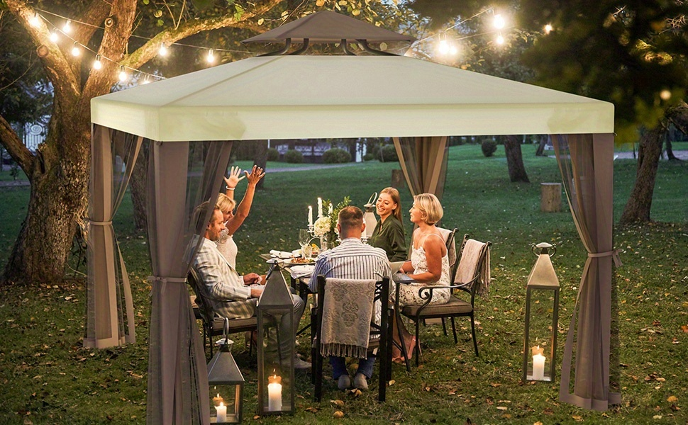 Gazebo Tent 10x10 FT Mosquito Netting Quick Setup Outdoor Canopy for Garden, Yard and Pest Management — image 11