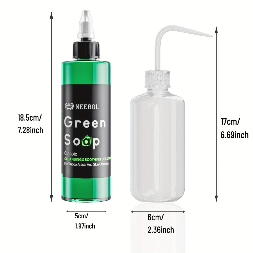 Tattoo Green Soap Cleaning Kit Neebol 8.5oz Concentrated Soap Squeeze Bottle Moisturizing Balm Cream Lint-Free Wipes Complete