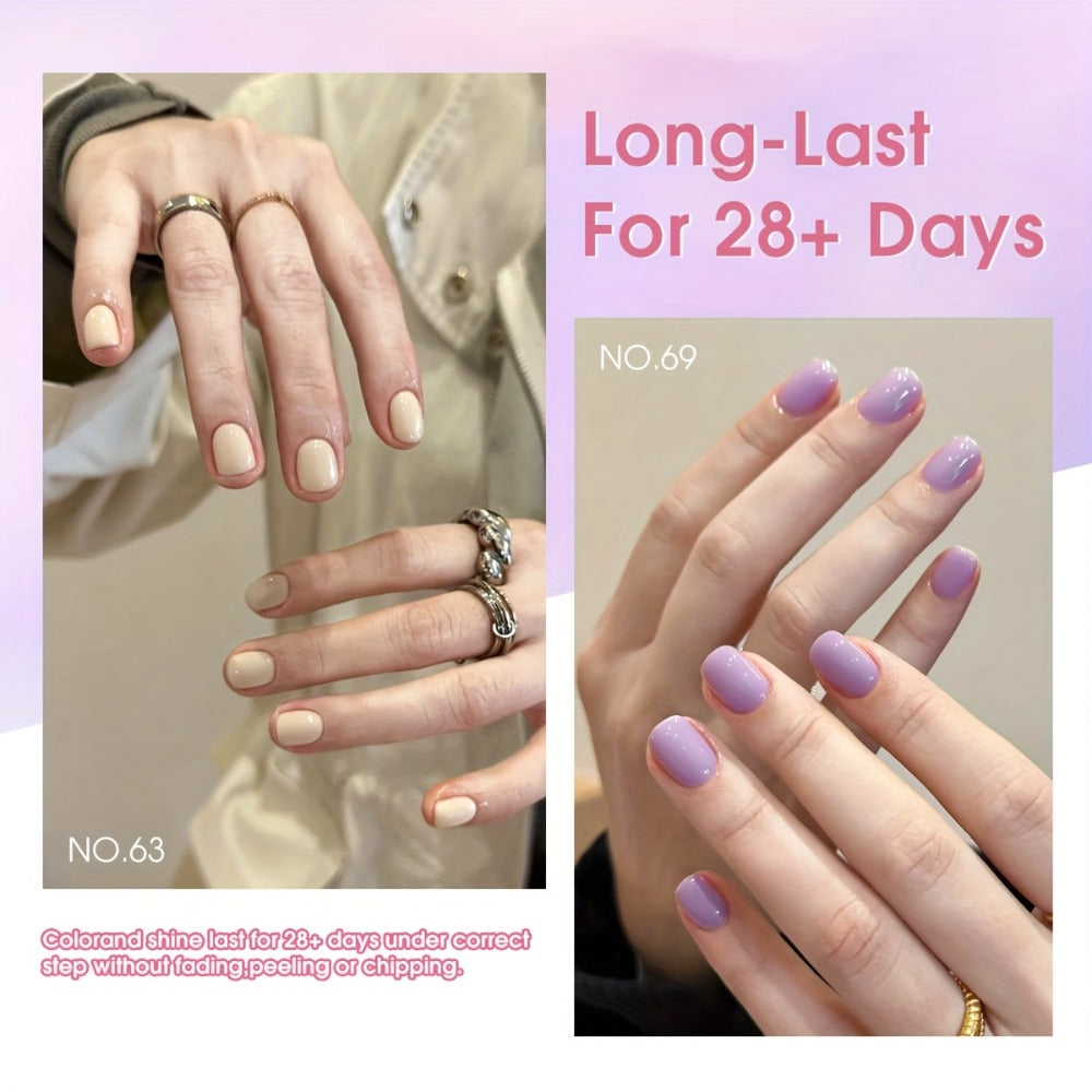 Gel Nail Polish 9-Color Macaron Pastel Set in Square Bottles with High-Saturation Finish and UV/LED Cure for Nail Art — image