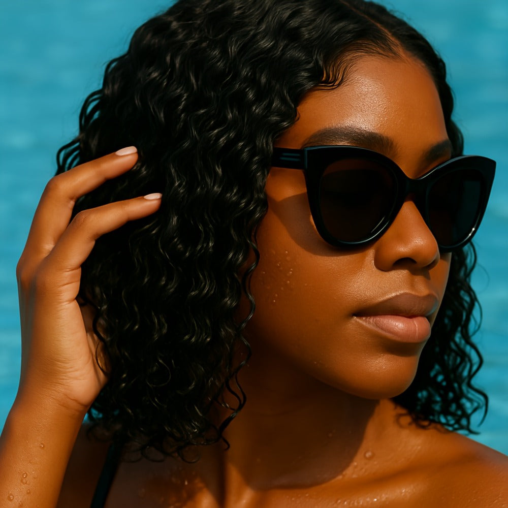 Lace Front Wig Deep-Wave Black 14-Inch Synthetic Style with Glueless Cap, Pre-Plucked Front and Baby Hair — image 4