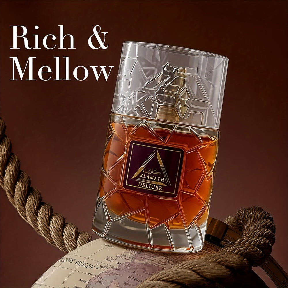 Men's Eau de Toilette Spicy Cologne Vanilla Amber Cinnamon Bergamot Tonka Bean Day to Night Fragrance Klamath Deliur Brown Ed