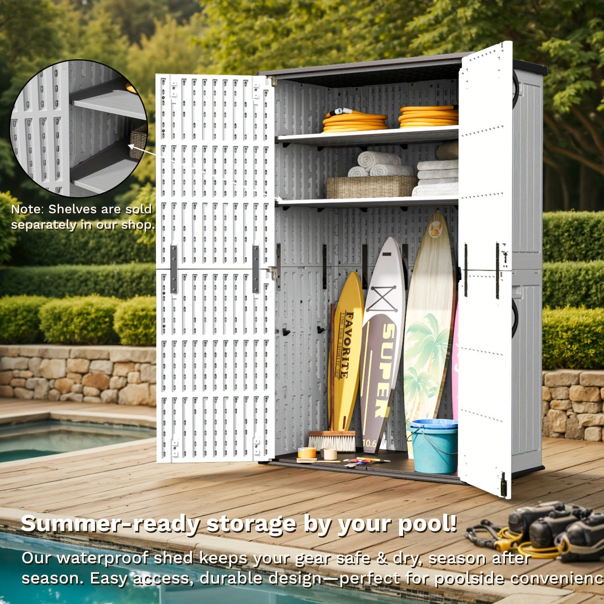 Resin Deck Box Lockable Outdoor Storage, for Garden, Patio and Yard Use, with the Listed Configuration — image 9
