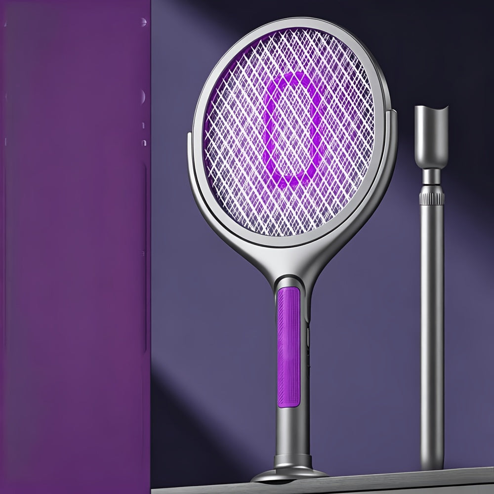 2-in-1 Mosquito Trap Lamp & Retractable Electric Fly Swatter Racket, USB Rechargeable Base — image 1
