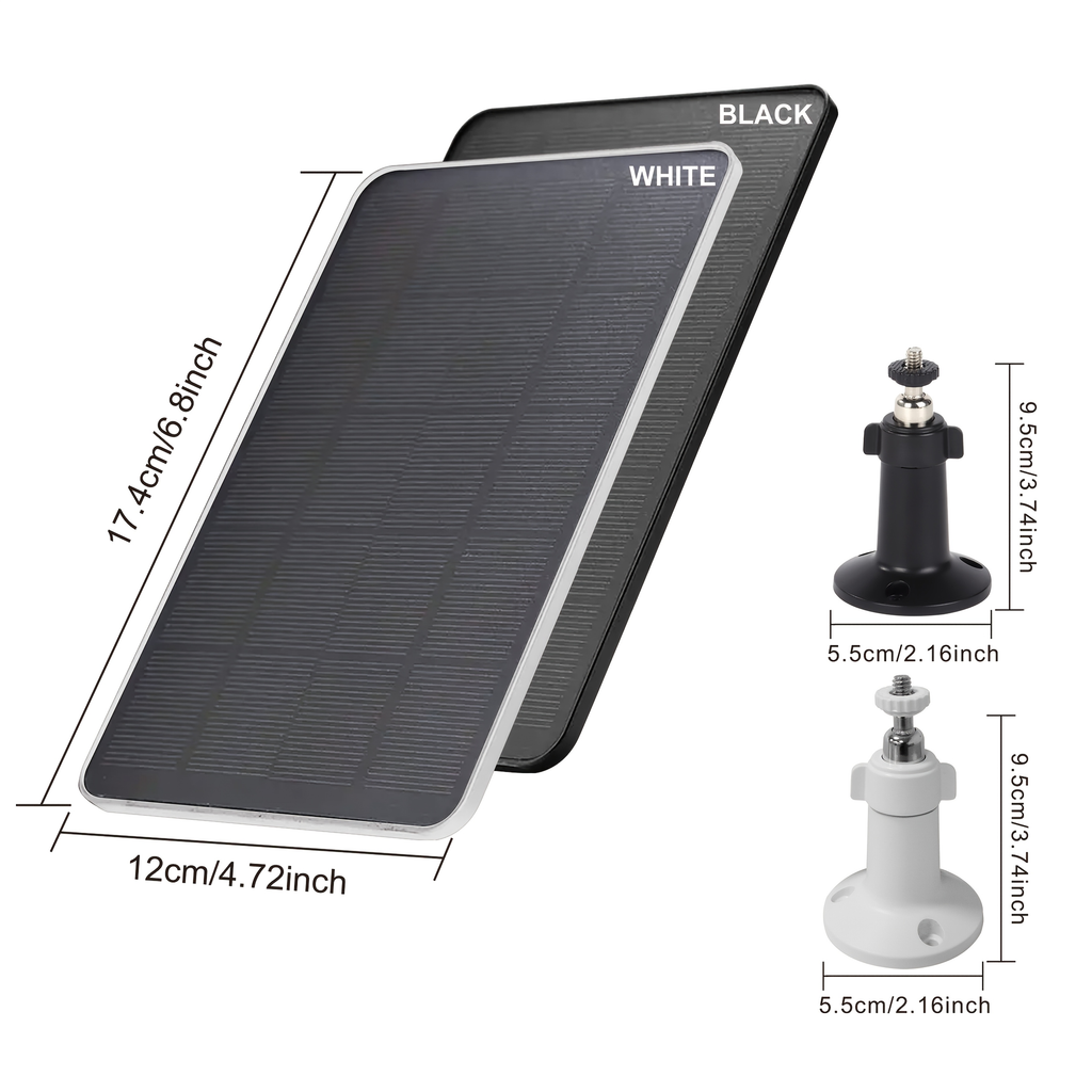 Solar Panel Charger for Security Camera 7W 360° Adjustable USB-C Micro USB Outdoor Continuous for an Everyday Personal Care R