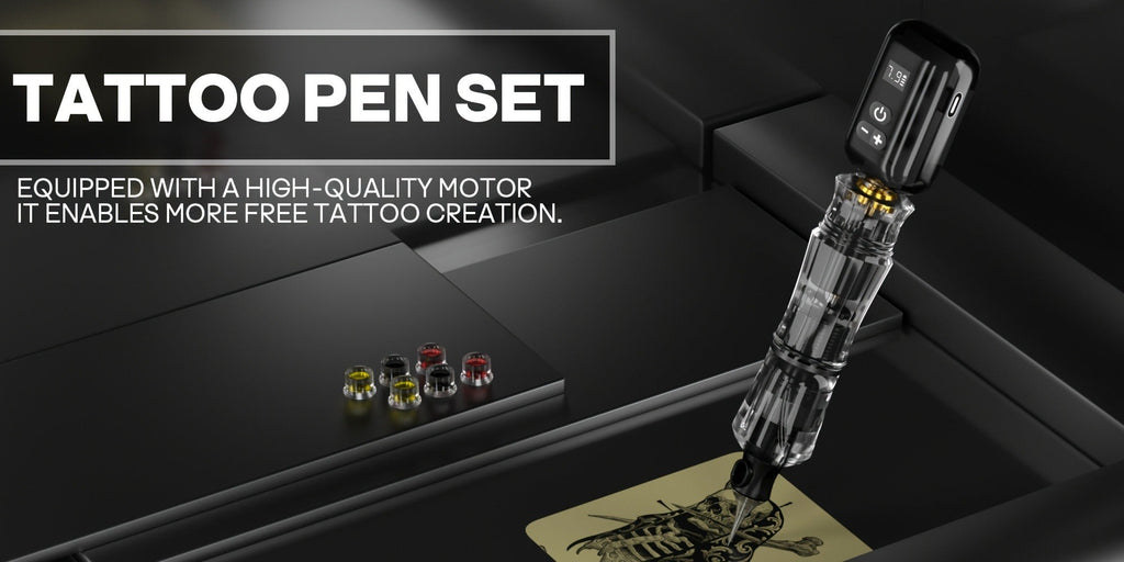 Tattoo Machine Kit POSEIDON PS090-161 Wireless Rotary Pen with 1400mAh Battery, Display, 10 Cartridges and 6 Inks — image 18