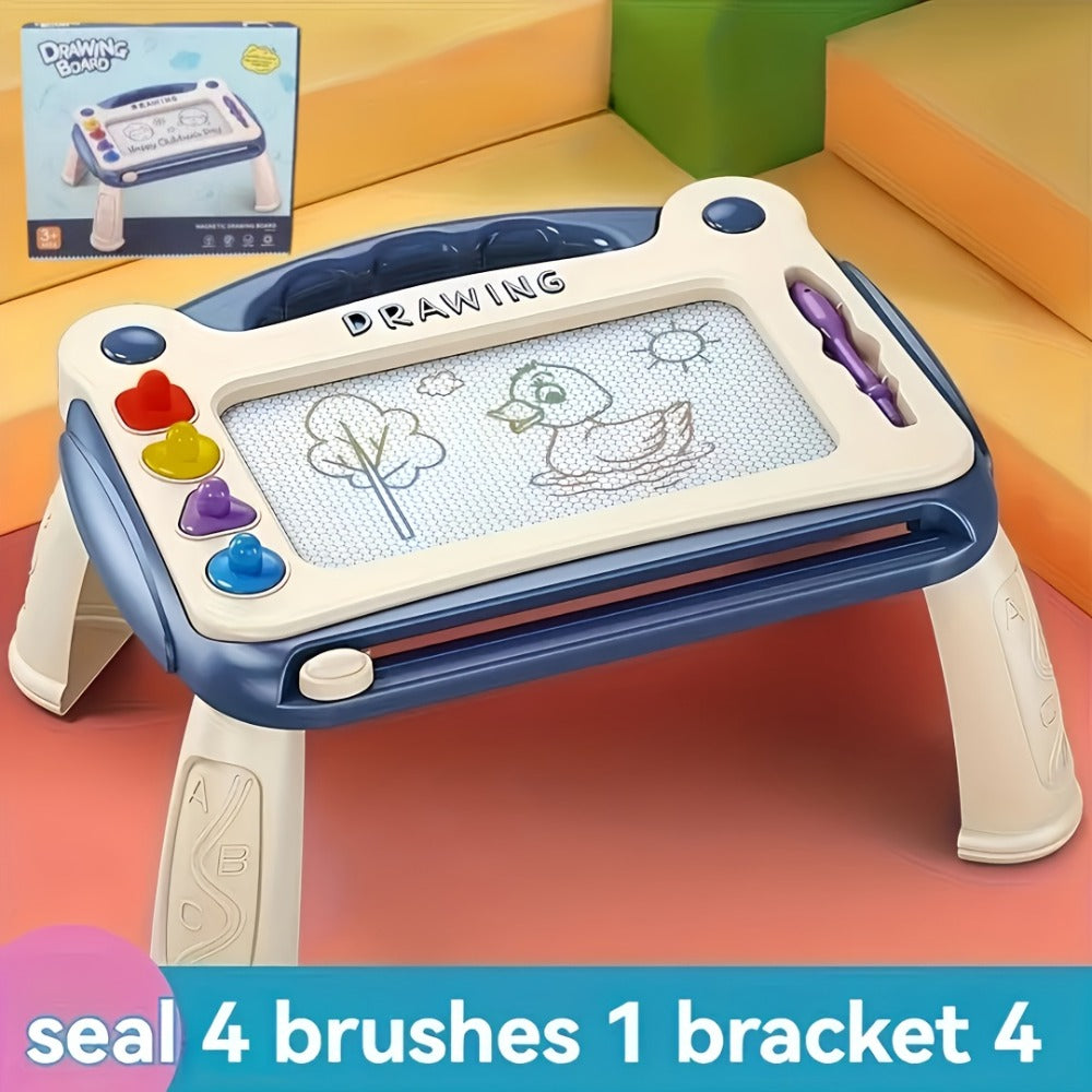 Kids Drawing Board Toy 3-in-1 with Stamps Brush Stand – Magnetic Doodle Art Set for Toddlers Boys Girls Ages 3+ Birthday East