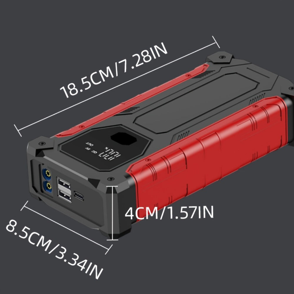 5-in-1 Jump Starter 5000A Peak – 10000mAh Power Bank, 150PSI Air Inflator, Type-C & LED Emergency Light for 12V Gas & Diesel 