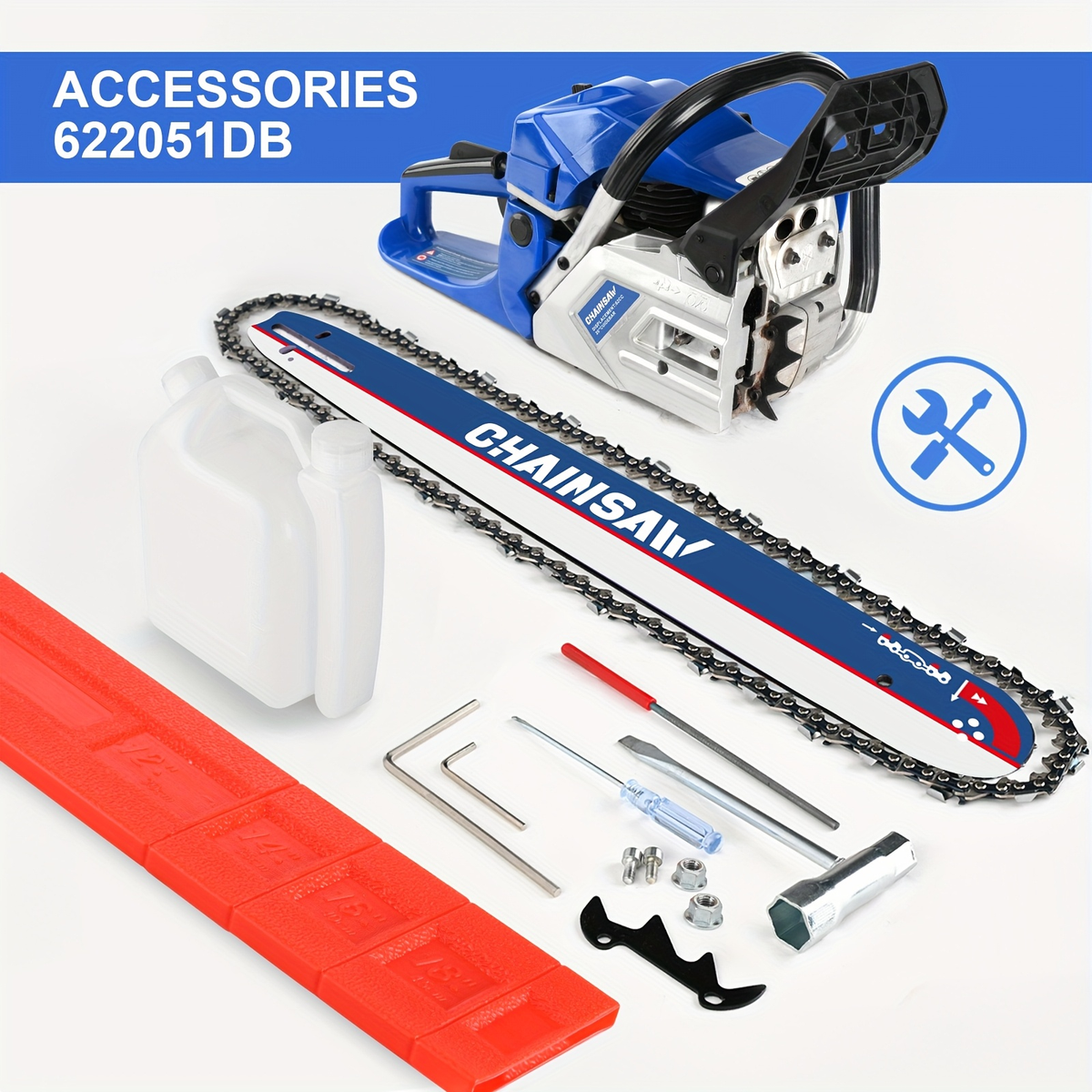 62CC 20-Inch Gas Chainsaw Kit in Five Colors with Bar Cover, Tool Pouch and Fuel Container — image 15