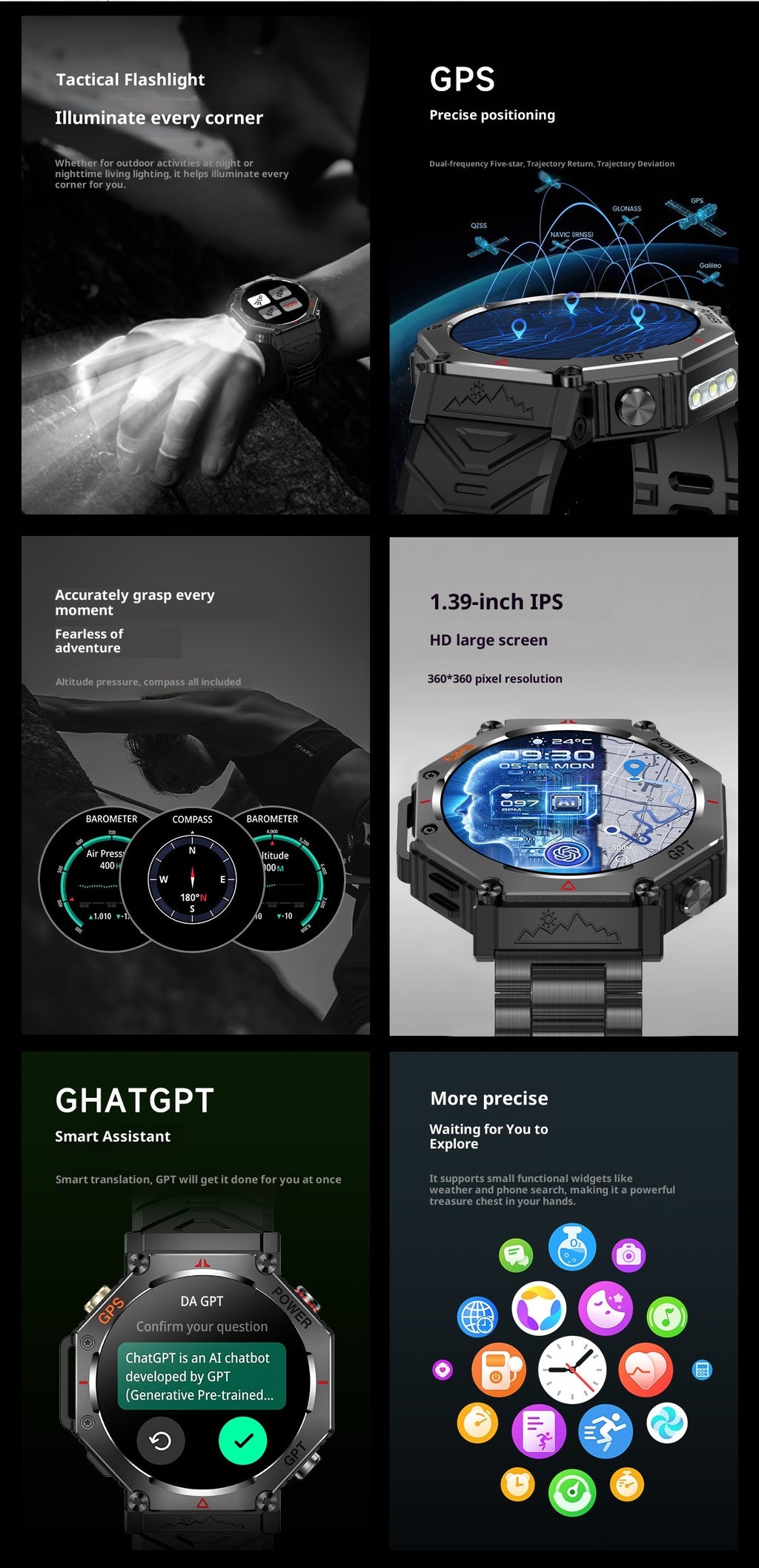 Men's Smart Watch Bluetooth Calling GPS Outdoor Sports Hand