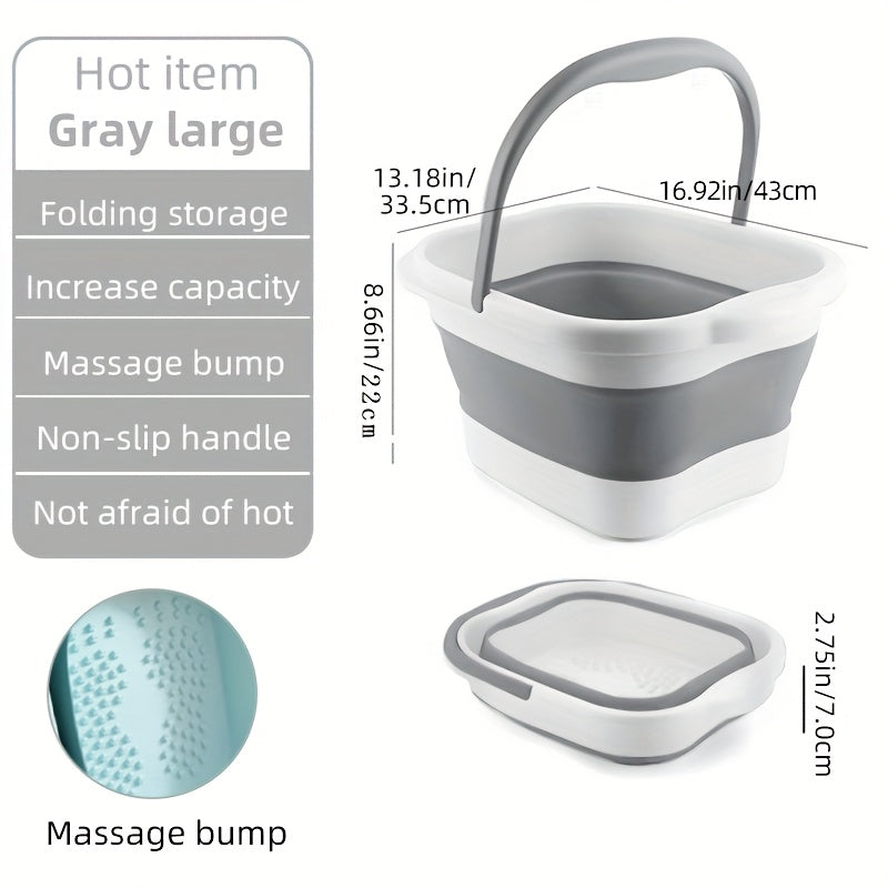 Foldable Foot Bath Bucket 3.96 Gallon Collapsible Portable Pedicure Basin with Sturdy Handle – Space-Saving Foot Soak Tub for